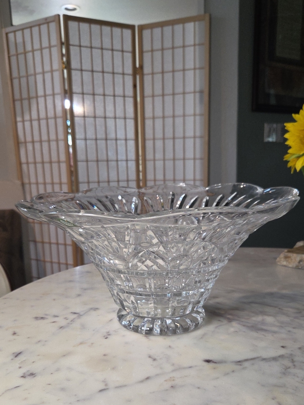 24% Lead Scalloped Clear Cut Irealand Crystal Large Bowl (RARE)